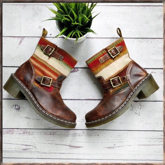 Dr. Martens Shoes - NWOT DR. MARTENS Pendleton Biker Boots Striped 11